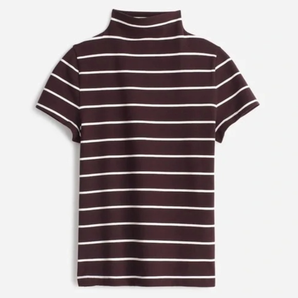 NWT Madewell Striped Dark Brown Mock Neck Small - Picture 4 of 10